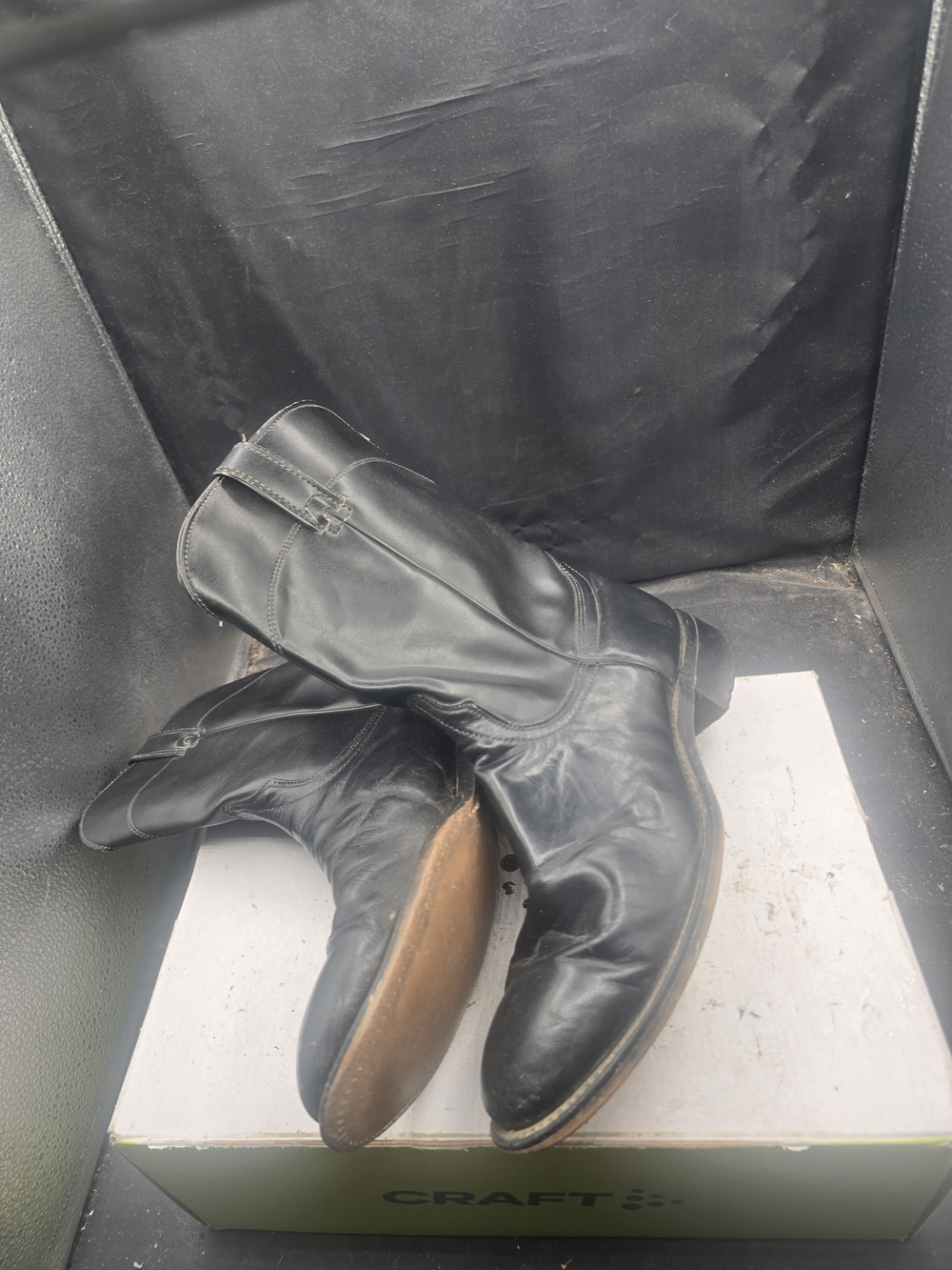 Laredo Black Leather Western Pull-On Boots